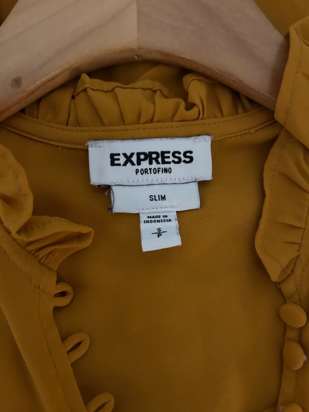 Express Mustard Button Up Blouse - Picture 3 of 3